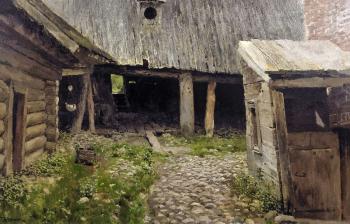 Левитан Исаак Ильич. Ветхий дворик. Плёс. Холст, масло. 40х62. 1888-1890. Государственная Третьяковская галерея.