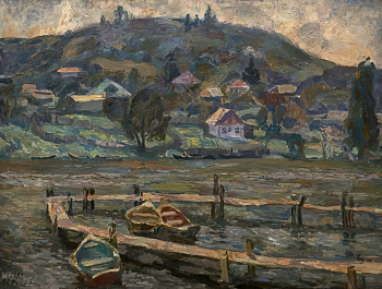 Фомин Михаил Петрович. Плёс. Картон, масло. 85х111. 1982. Государственный музейно-выставочный центр РОСИЗО.