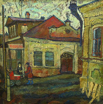Ильин Иван Афанасьевич. Городецкая улица. Холст, масло. 49,5х49,5. 1977. Государственный музей изобразительных искусств Республики Татарстан.
