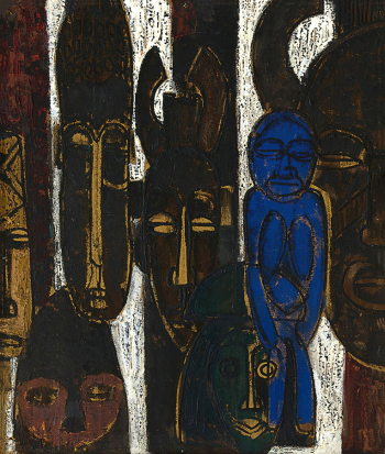 Дубровин Дмитрий Николаевич. Маски Конго. Оргалит, масло. 86х72. 1968. Тульский музей изобразительных искусств.