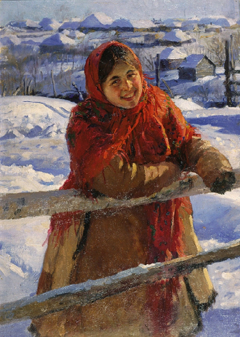 Сычков Федот Васильевич. У изгороди. Холст, масло. 74,5х53. 1931. Мордовский республиканский музей изобразительных искусств имени С.Д.Эрьзи.