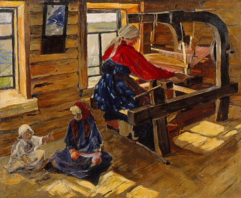 Исупов Алексей Владимирович. За ткацким станком. Холст, масло. 99х118. 1915. Вятский художественный музей имени В.М. и А.М.Васнецовых.