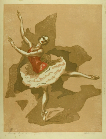 Колесников Сергей Михайлович. Балерина Кондаурова. Бумага, линогравюра. 44,9х36,2. 1924-1927. Государственный музей изобразительных искусств имени А.С.Пушкина.