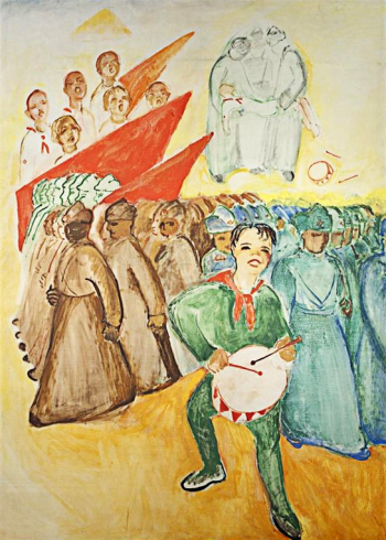 Гранавцева Мария Степановна. Пионерская песня о барабанщике (Поэма о пионере). Холст, масло. 211х149. 1929-1930. Государственный Русский музей.