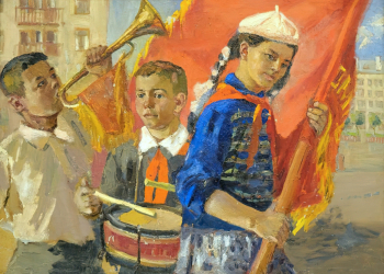 Рахманкулова Гайша Абдрахмановна. Пионеры. Холст, масло. 72х94. 1954. Государственный музей изобразительных искусств Республики Татарстан.