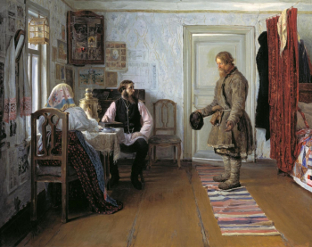 Богданов Иван Петрович. За расчётом. Холст, масло. 51х64. 1890. Государственная Третьяковская галерея.