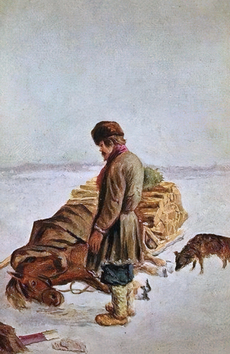 Башилов Яков Степанович. Лошадь пала. Холст, масло. 19 век. Частная коллекция.