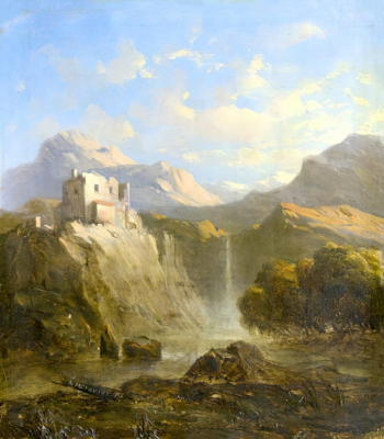 Горавский Аполлинарий Гиляриевич. Горный пейзаж. Картон, масло. 1856. Томский областной художественный музей.