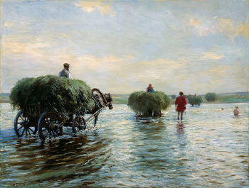 Грандковский Николай Карлович. Возы с сеном. Холст, масло. 37х48. 1899. Донецкий республиканский художественный музей.
