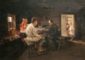 Коровин Пётр Иванович. Сватовство. Холст, масло. 47х66. 1890. Великоустюгский государственный историко-архитектурный и художественный музей-заповедник.