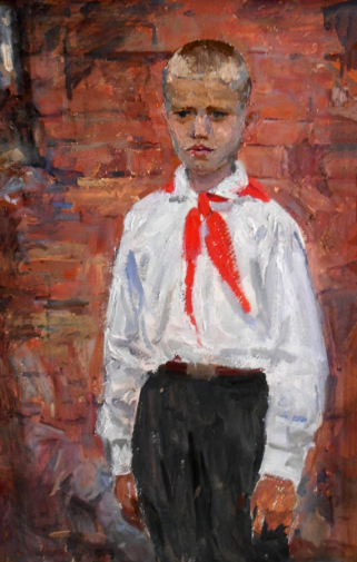 Новиков Николай Фёдорович. Мальчик из Бреста. Картон, масло. 70х50. 1960. Самарский областной художественный музей.