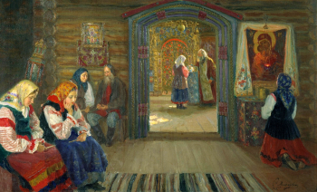Милорадович Сергей Дмитриевич. У исповедника. Холст, масло. 1915. Вязниковский историко-художественный музей.