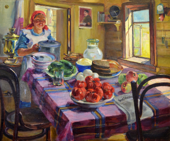Васильева Мария Михайловна. Праздничный день. Холст, масло. 89х106. 1930-е. Государственный музей изобразительных искусств Республики Татарстан.