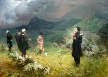 Бессонов Борис Николаевич. Дуэль Лермонтова. Холст, масло. 105х150. 20 век. Государственный музей-заповедник М.Ю.Лермонтова.