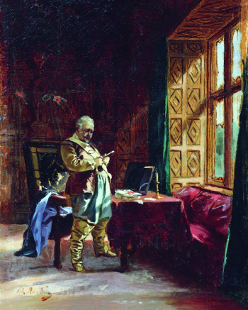 Якоби Валерий Иванович. Перед дуэлью. Картон, масло. 25х20. 1877. Севастопольский художественный музей имени М.П.Крошицкого.
