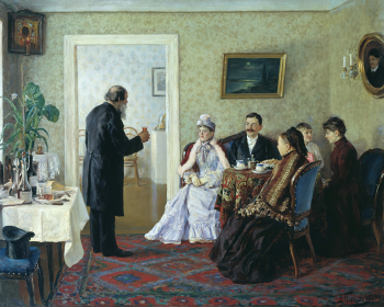 Пчёлин Владимир Николаевич. Молодые у тестя. Холст, масло. 71х89. 1892. Государственная Третьяковская галерея.