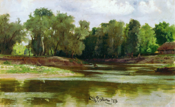 Репин Илья Ефимович. Берег реки. Холст, масло. 27,5х44,5. 1876. Пензенская областная картинная галерея имени К.А.Савицкого.