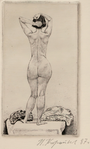 Коротков Николай Николаевич. Светлая модель. Бумага, офорт. 31х22. 1987. Тульский музей изобразительных искусств.