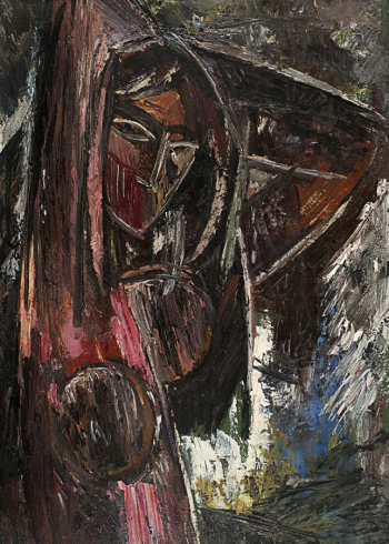 Рябов Владимир Степанович. Колдунья. Картон, масло. 70,5х50. 1980-е. Новгородский государственный объединенный музей-заповедник.