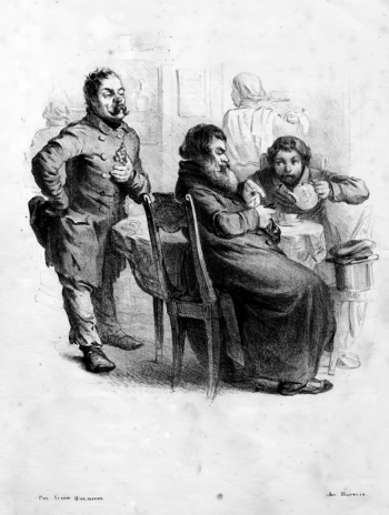 Шмельков Пётр Михайлович. Купцы в трактире. Бумага, литография. 32,3х24,6. 1850-е. Государственный мемориальный и природный музей-заповедник А.Н.Островского `Щелыково`.