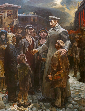 Лопатко Виктор Фёдорович. Ф.Э.Дзержинский с беспризорниками. Холст, масло. 160х120. 1981. Новороссийский исторический музей-заповедник.