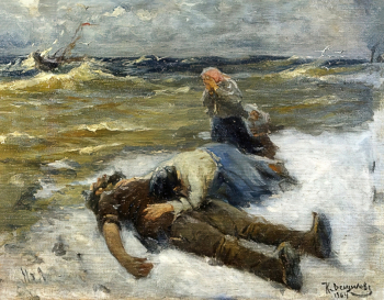 Вещилов Константин Александрович. Утопленник. Холст, масло. 97,5х124,5. 1904. Приморская государственная картинная галерея.