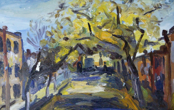 Заураев Вахит Вахаевич. Город Грозный. Картон, масло. 23х34. 1991. Музей Чеченской Республики.