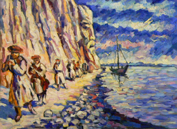 Корнилов Николай Изосимович. Бурлаки на Аму-Дарье. Холст, масло. 60х80. 2005-2011. Национальная галерея Республики Коми.