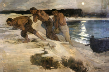 Люсьен Симон. Судовщики (Бурлаки). Холст, масло. 124х188. 1901-1905. Государственный музей изобразительных искусств имени А.С.Пушкина.