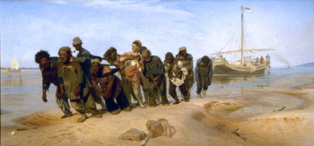 Репин Илья Ефимович. Бурлаки на Волге. Холст, масло. 131х281. 1870-1873. Государственный Русский музей.