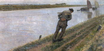 Теодор Верстрете. Бурлак. Холст, масло. 108х218. Конец 19 или начало 20 века. Музей изящных искусств в Турне (Бельгия).