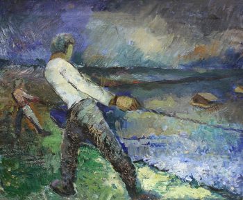 Яковлев Борис Алексеевич. Бурлаки на реке Малый Кундыш. Холст, масло. 69,5х85,5. 1926. Национальный музей Республики Марий Эл имени Тимофея Евсеева.