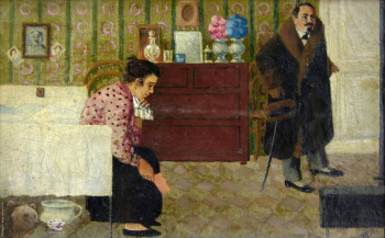 Попов Николай Николаевич. Жертва НЭПа. Холст, масло. 15х24. 1925. Собрание семьи художника.