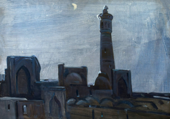 Дубинчик Александр Михайлович. Ночь над Бухарой. Серия `Средняя Азия`. Холст на картоне, масло. 56х77. 1973. Тульский музей изобразительных искусств.