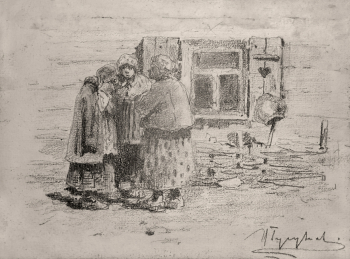 Гугунава Иван Георгиевич. Пересуды. Бумага, карандаш. 16,7х22,5. Конец 19 или начало 20 века. Государственный историко-художественный музей Новый Иерусалим.