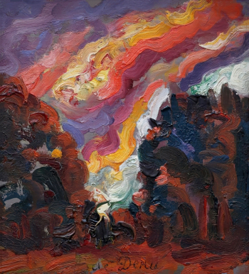 Денисов Василий Иванович. Вечер. Заря. Доска, масло. 24х22. 1918. Иркутский областной художественный музей имени В.П.Сукачева.