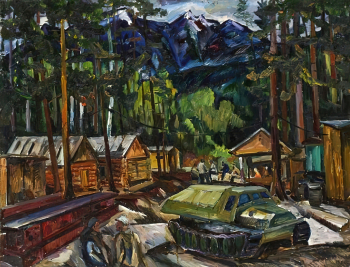 Снытко Владимир Антонович. Вечер на БАМе. Оргалит, масло. 72х94,4. 1978. Приморская государственная картинная галерея.