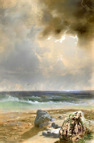 Дамберг Александр Константинович. Морской пейзаж. Бумага, пастель. 53,5х35,5. 19 век. Рыбинский государственный историко-архитектурный и художественный музей-заповедник.