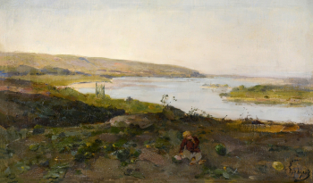 Крылов Иван Иванович. На бахче. Холст на картоне, масло. 26х44,5. 1890-е. Ростовский областной музей изобразительных искусств.