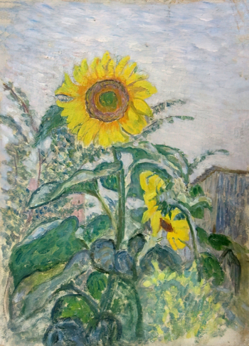 Белякова Екатерина Михайловна. Подсолнухи. Холст, масло. 38,5х29. 1940-е. Государственный историко-художественный музей Новый Иерусалим.