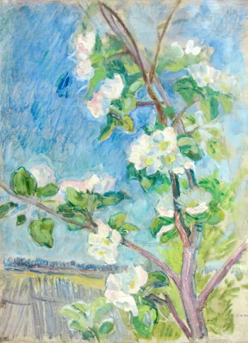 Белякова Екатерина Михайловна. Яблоневая ветка. Холст, масло. 41,5х30. 1930-е. Государственный историко-художественный музей Новый Иерусалим.