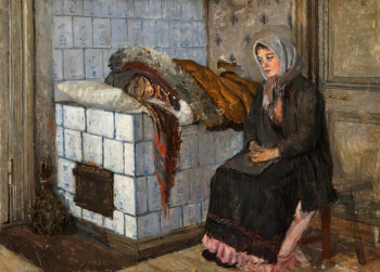 Батюков Исаак Полиевктович. У больной подруги. Холст, масло. 31,5х44,5. 1890-е. Ярославский художественный музей.