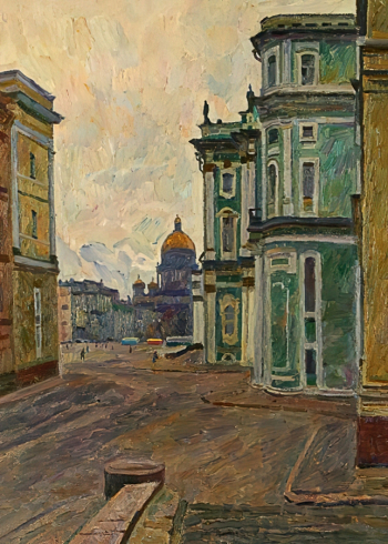 Папикян Альберт Степанович. Ленинград. Зимний дворец. Картон, масло. 76х56. 1975. Калининградский областной музей изобразительных искусств.