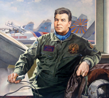 Присекин Сергей Николаевич. Портрет Героя Советского Союза Николая Антошкина. Холст, масло. 100х110. 1996. Мордовский республиканский музей изобразительных искусств имени С.Д.Эрьзи.