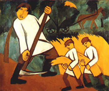 Гончарова Наталья Сергеевна. Сенокос. Холст, масло. 1907. Частное собрание.