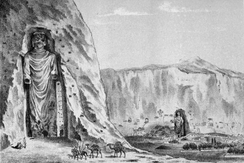 Неизвестный художник. Бамианские Будды. Иллюстрация 1885 года.