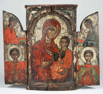 Неизвестный иконописец. Икона-складень. Доска, темпера. 18 век. Местонахождение иконы неизвестно.
