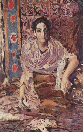 Врубель Михаил Александрович. Кассирша. Холст, масло. 136х87. 1895. Государственная Третьяковская галерея.