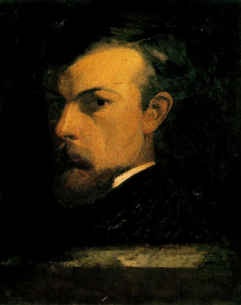 Одилон Редон (Odilon Redon). Автопортрет. Холст, масло. 41,7х32. 1867. Музей Орсе.