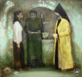 Григорян Юрий Юрьевич. Крестины. Холст, масло. 80х80. 2001. Частное собрание.